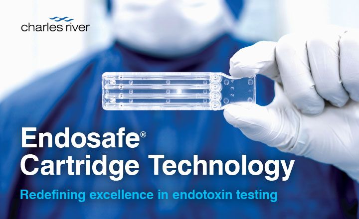 QC Microbiologist wearing PPE holding Endosafe Cartridge