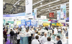 Delegates at a science trade fair